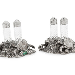 A Silvered Metal and Cut Glass