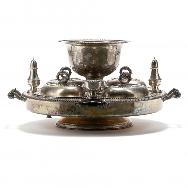 A SILVERPLATE ROTATING SUPPER