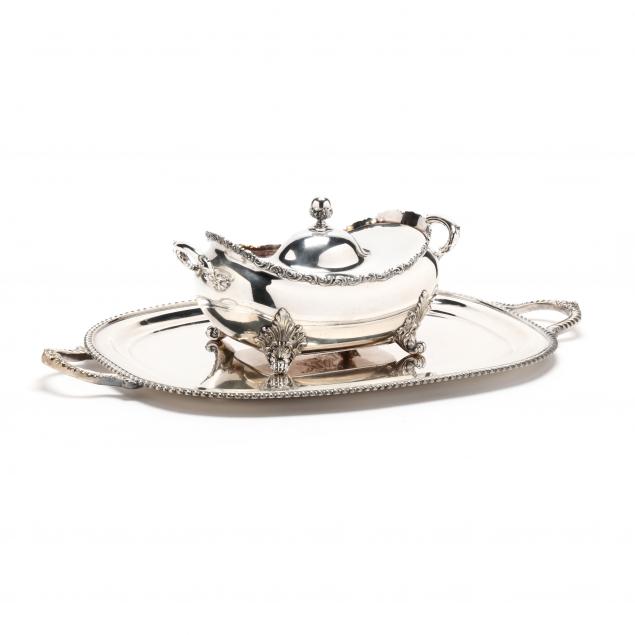 A SILVERPLATE TUREEN AND WAITER The