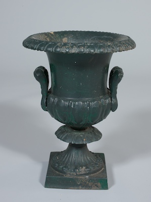 A Single Iron Garden Urn Iron urn
