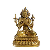 A SINO-TIBETAN BRONZE-GILT VAJ