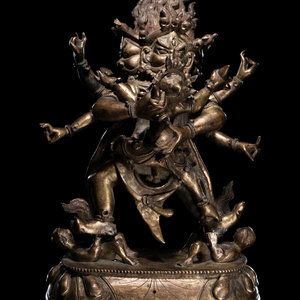 A Sino-Tibetan Gilt Bronze Figure