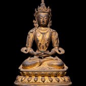 A Sino-Tibetan Gilt Bronze Fig