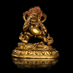 A Sino-Tibetan Gilt Bronze Mahakala