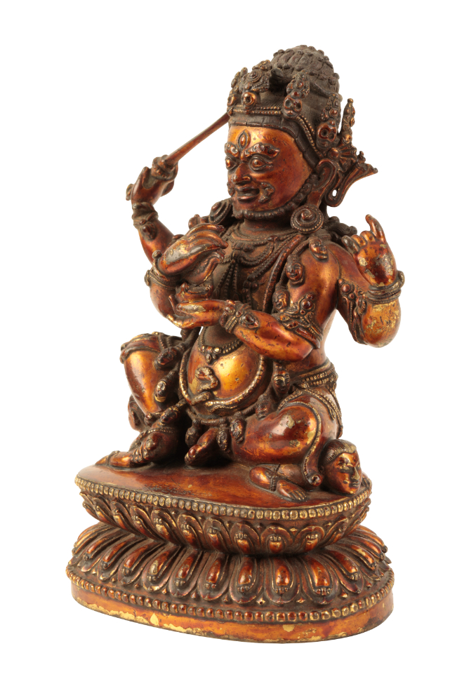 A SINO-TIBETAN LACQUERED GILT