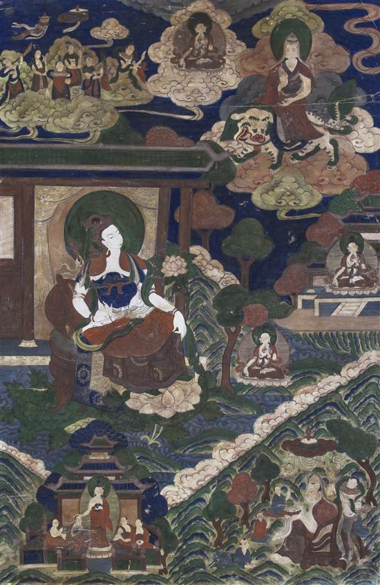A Sino-Tibetan Painting depicting a