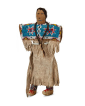 A SIOUX BEADED HIDE DOLL<br>A