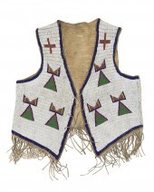 A SIOUX BEADED HIDE VESTA Siou