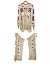 A SIOUX DEERSKIN SHIRT AND LEG
