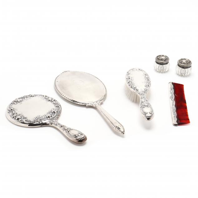 A SIX PIECE ASSEMBLED STERLING