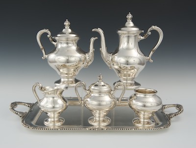 A Six-Piece Heavy Sterling Silver