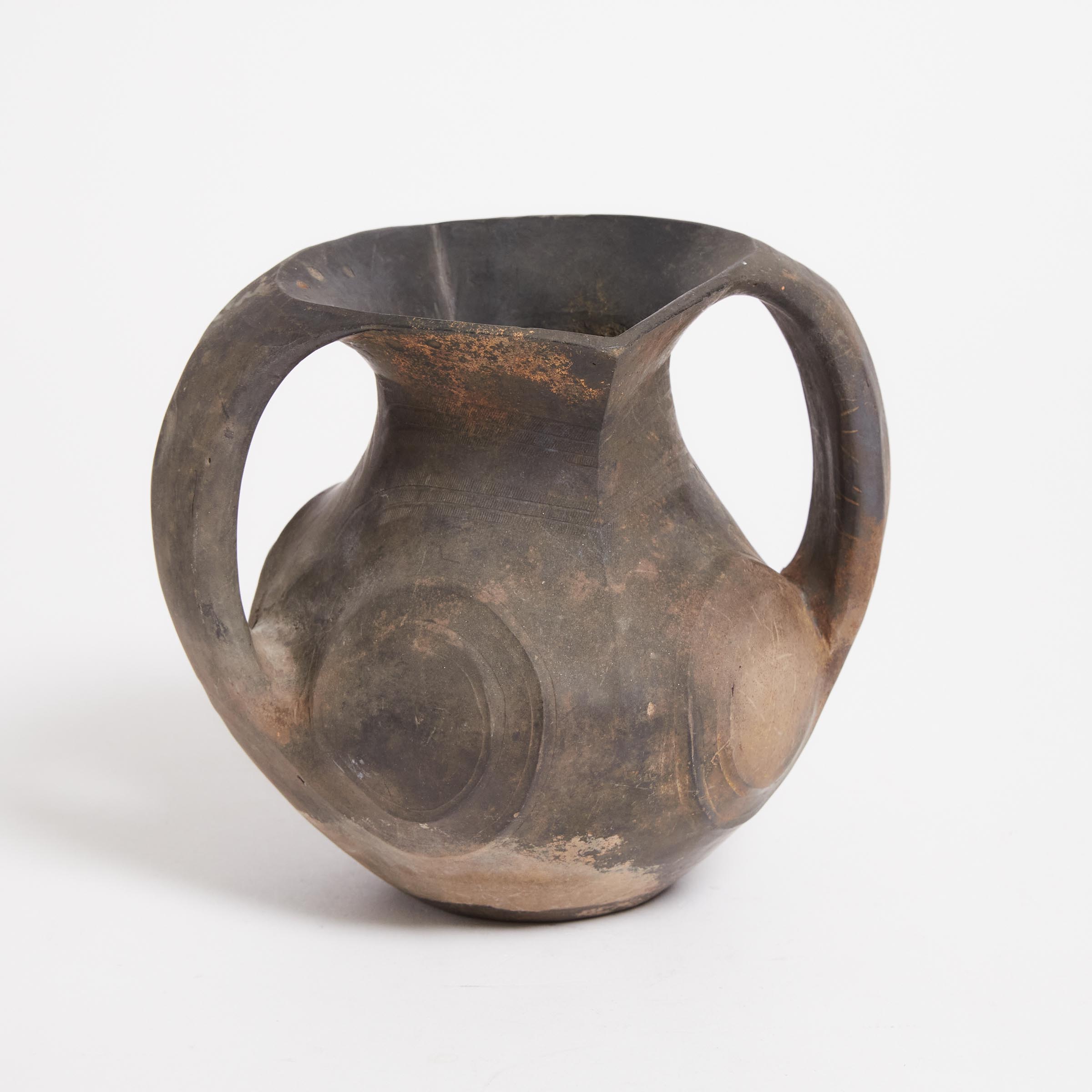 A Small Black Pottery Amphorae, Han