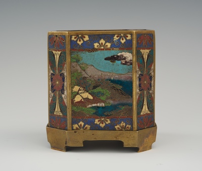 A Small Cloisonne Beveled Vase