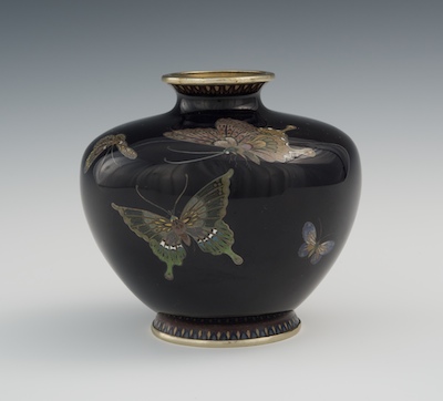 A Small Cloisonne Butterfly Vase