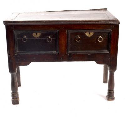 A small oak chest, fitted two