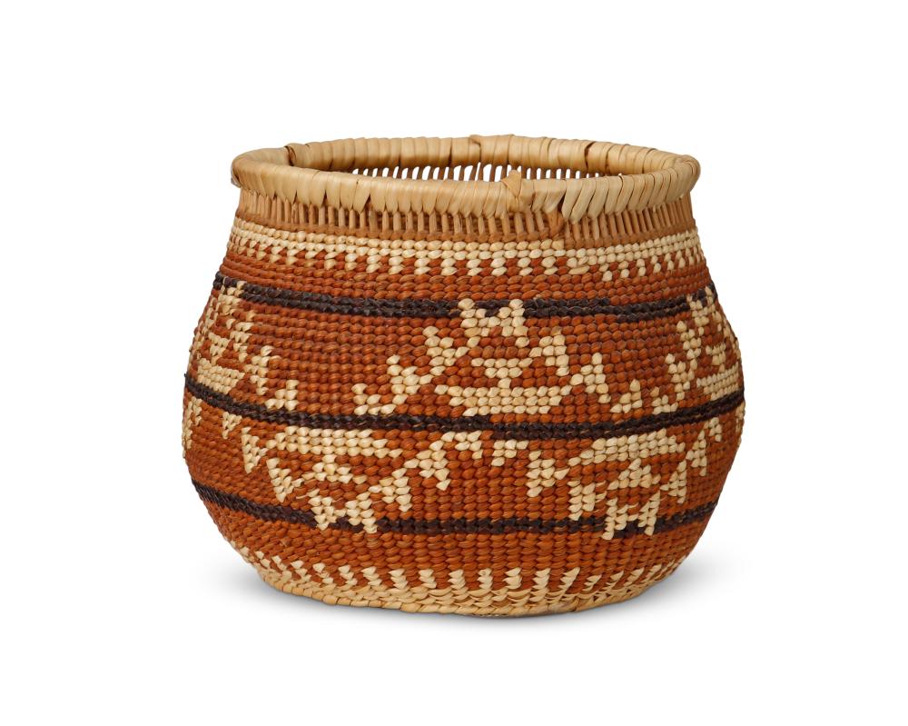 A SMALL POLYCHROME HUPA/YUROK/KARUK
