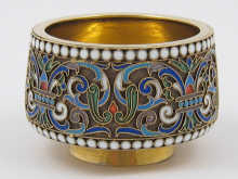 A small Russian cloisonne silver