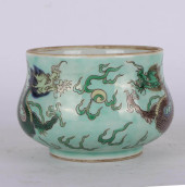 A SMALL SANCAI 'DRAGON' CENSER