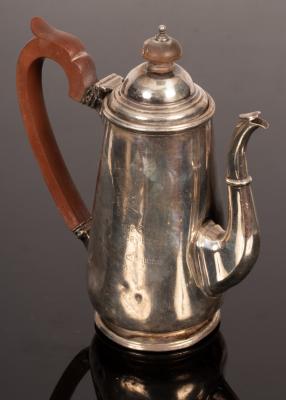 A small silver coffee pot, London