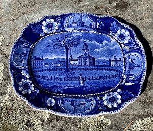 A small Staffordshire blue platter,