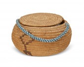A SMALL WASHOE LIDDED BASKETA