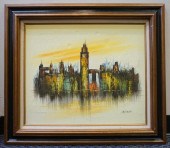 A. SMITH, CITY SKYLINE, OIL ON
