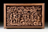 A SOUTH EAST ASIAN CARVED TEAK