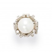 A SOUTH SEA PEARL, DIAMOND AND
