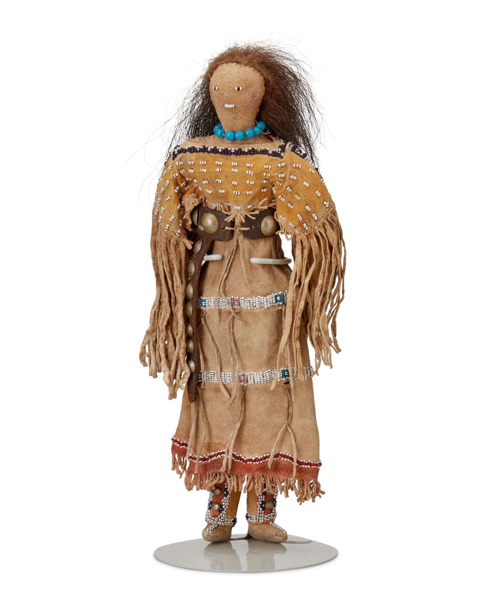 A SOUTHERN PLAINS BEADED HIDE DOLLA