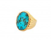A SOUTHWEST 18K GOLD AND TURQU