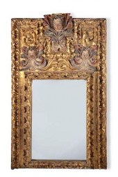 A SPANISH BAROQUE GILT AND PAI