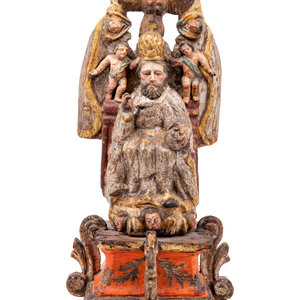 A Spanish Carved and Painted Wood
