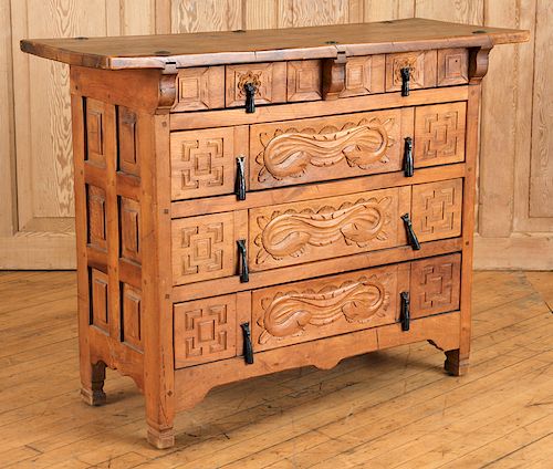 A SPANISH CHEST OF DRAWERS IRON