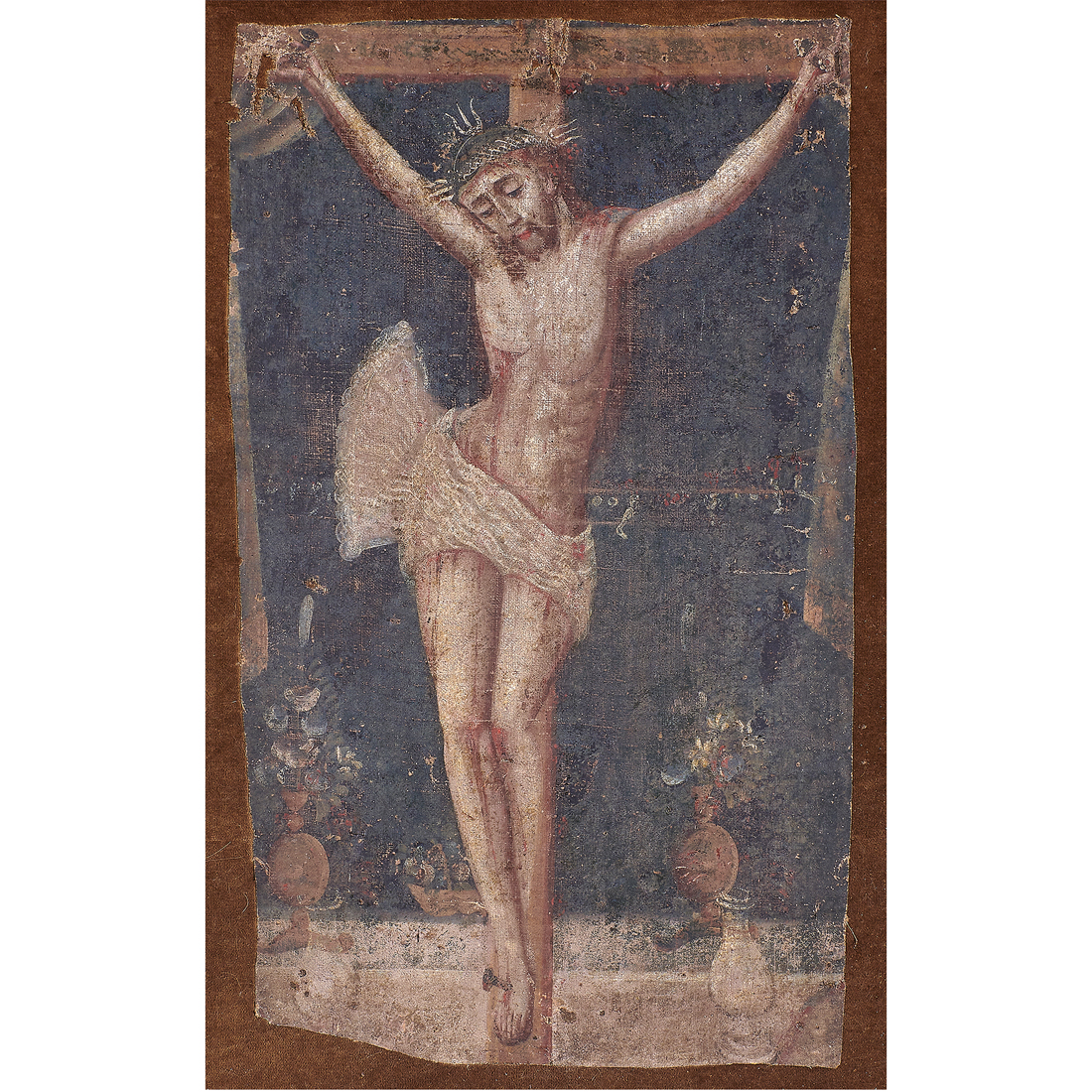 A SPANISH COLONIAL RETABLO PAINTING