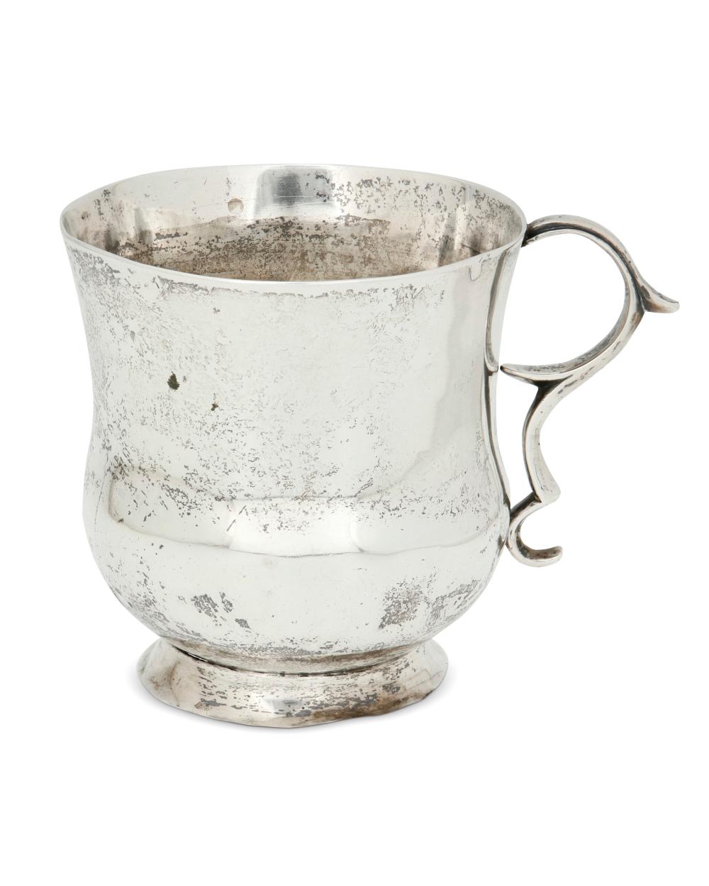 A SPANISH COLONIAL SILVER MUGA