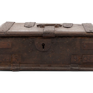 A Spanish Iron Mounted Strong Box