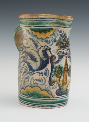 A Spanish Majolica Pitcher Cylinder