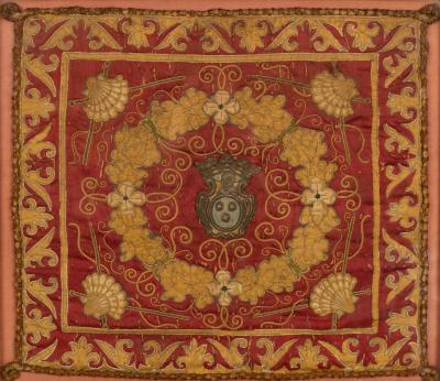 A Spanish needlework cushion cover,