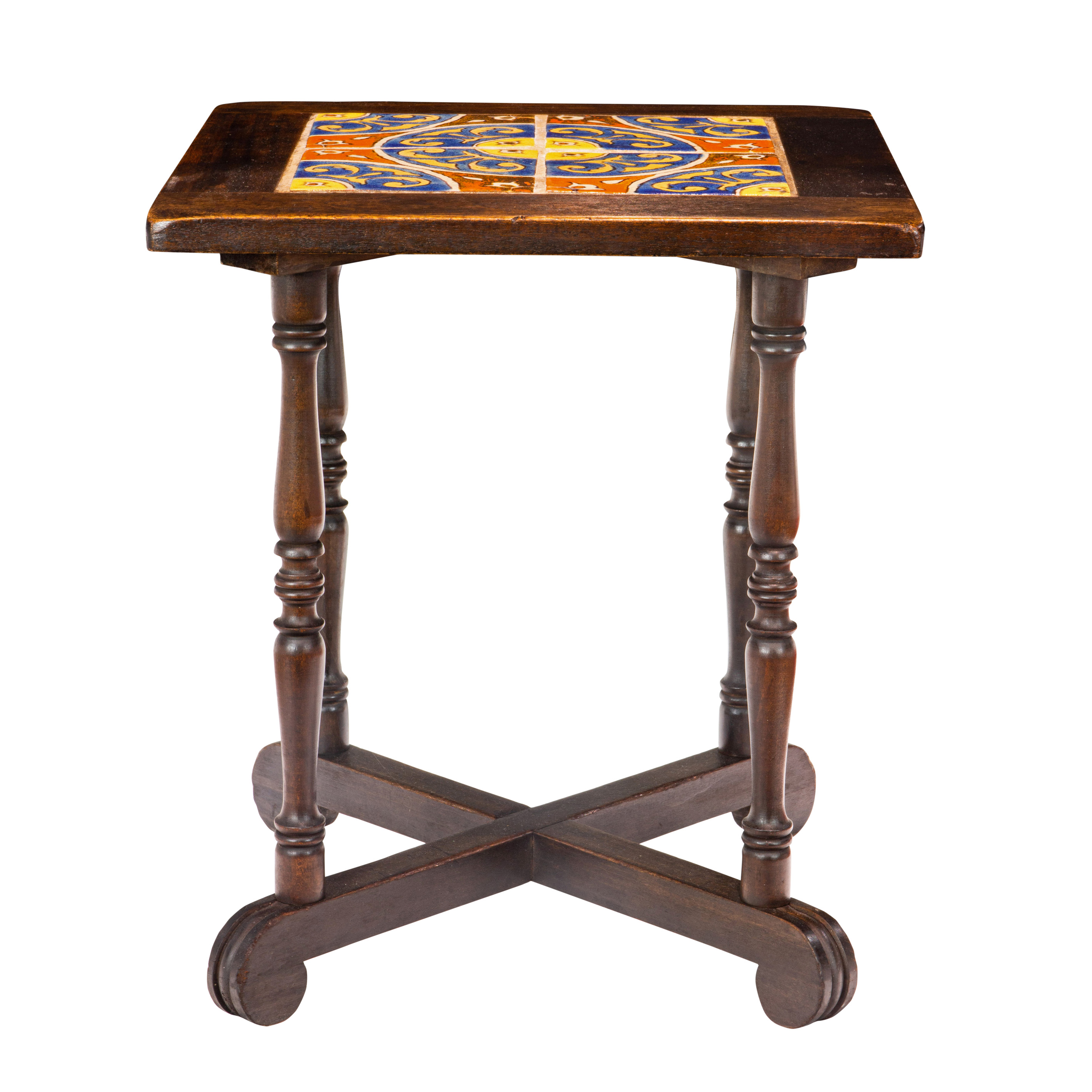 A SPANISH REVIVAL TILE TOP TABLE