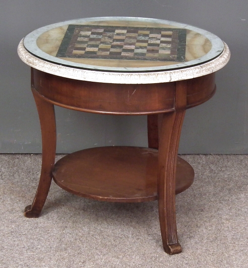 A specimen marble table top the top