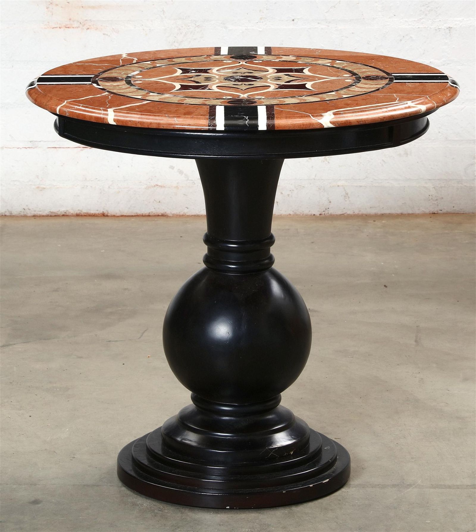 A SPECIMEN MARBLE & WOOD TABLEA