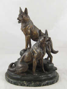 A spelter group of two German