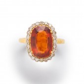 A SPESSARTINE GARNET, DIAMOND