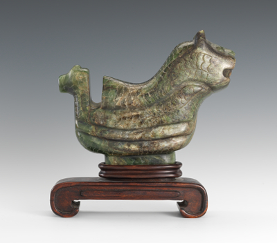 A Spinach Jade Two-headed Feline