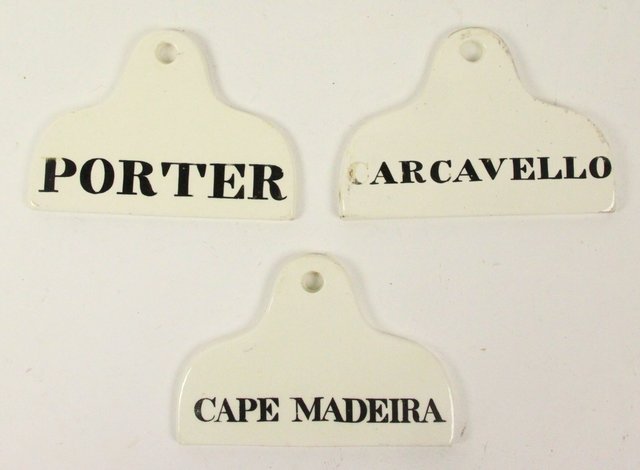 A Spode bin label Porter and two