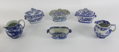 A Spode oval blue and white
