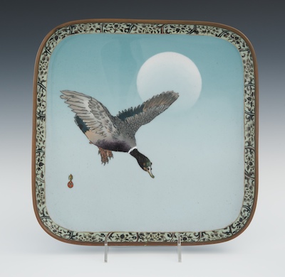 A Square Cloisonne & Musen Tray