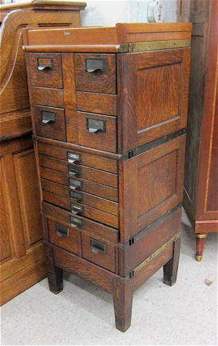 A STACKING OAK FILE CABINET The