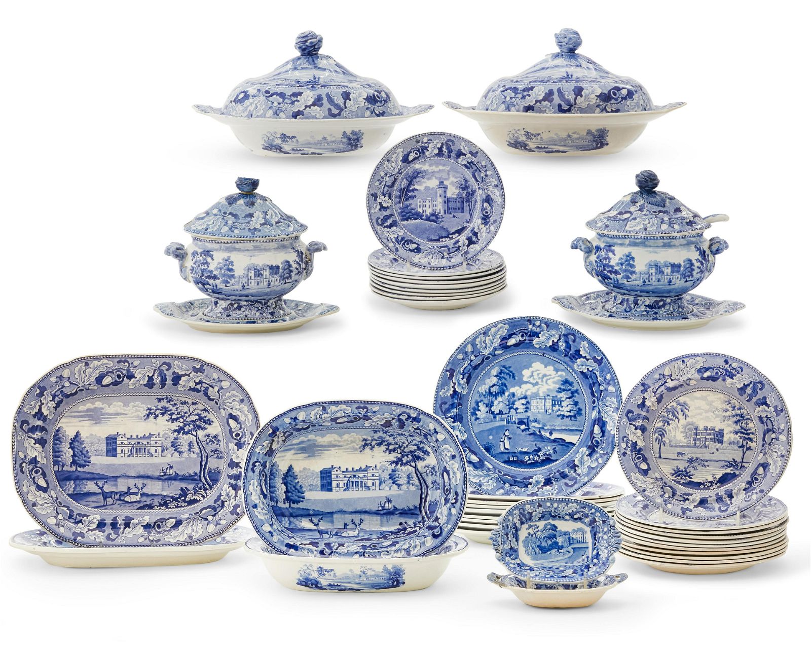 A STAFFORDSHIRE BLUE AND WHITE PART