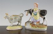 A Staffordshire pottery cow cr